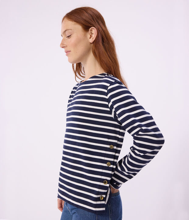 Marini&egrave;re in cotone a righe donna blu/bianco