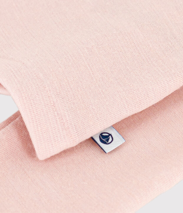 T-shirt bambino unisex a maniche lunghe in lana e cotone rosa