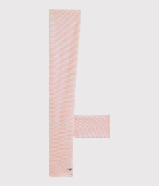 Leggings in lana e cotone millerighe da bambina rosa CHARME/bianco MARSHMALLOW