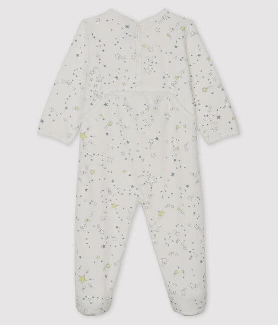 Tutina pigiama in ciniglia per neonati bianco MARSHMALLOW/bianco MULTICO