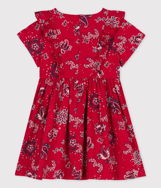 Abito a manica corta in popeline bambina rosso TERKUIT/bianco MULTICO