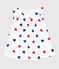 Abito a maniche corte in cotone e body integrato a tre cuori neonata bianco MARSHMALLOW/bianco MULTICO