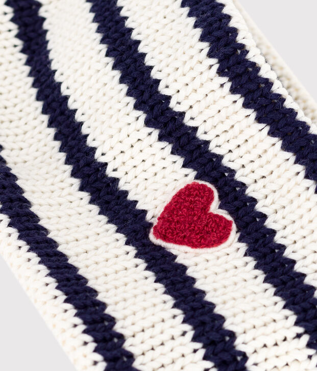 Snood in maglia a righe foderata in pile neonato blu/blu