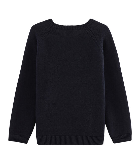 Pull in lana e cotone tricot da bambino blu SMOKING