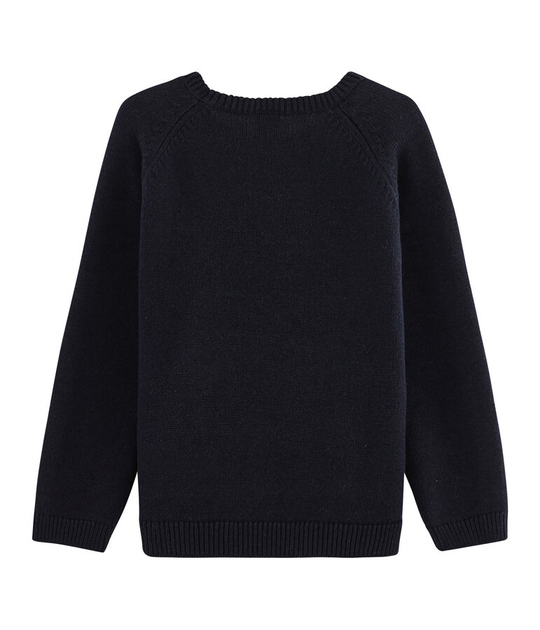 Pull in lana e cotone tricot da bambino blu