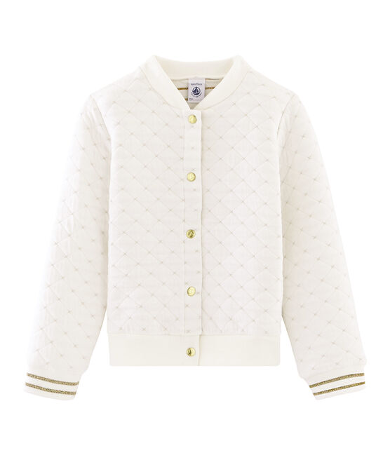 Cardigan in tubique trapuntato bambina bianco MARSHMALLOW