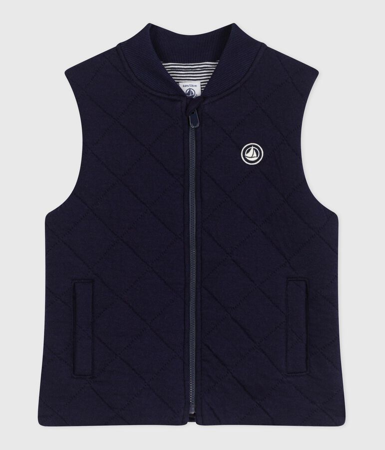 Gilet senza maniche in cotone tinta unita bambino blu