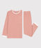 Pigiama millerighe unisex in cotone rosa BRANDY/bianco MARSHMALLOW
