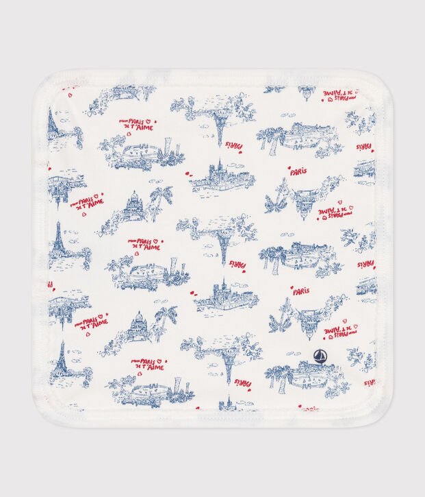 Telo in cotone e spugna con stampa Parigi neonato bianco/multicolore