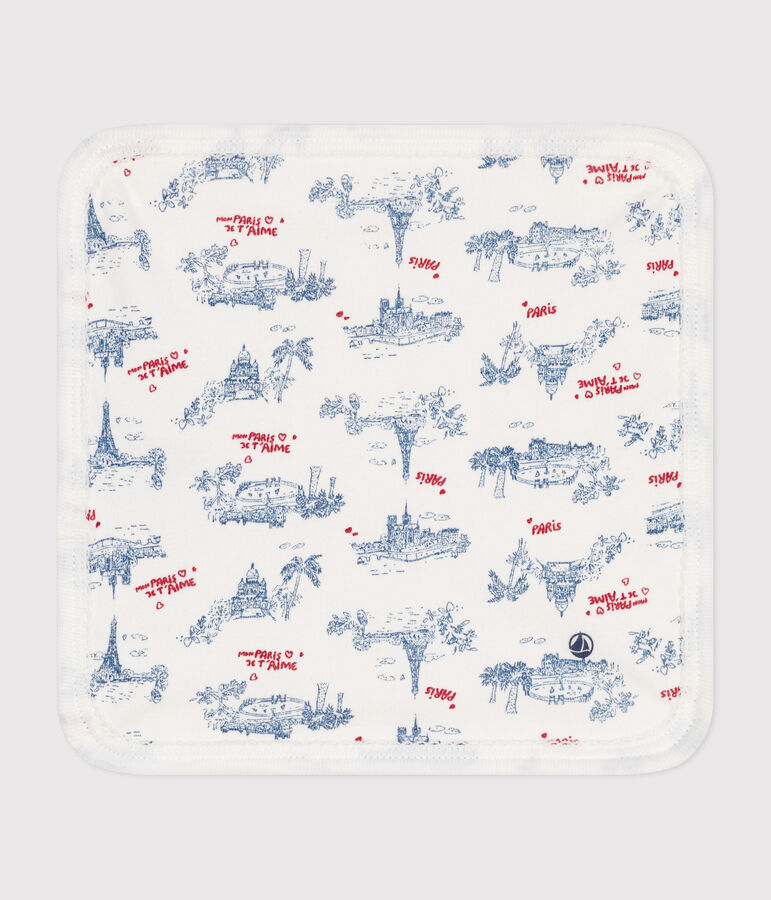 Telo in cotone e spugna con stampa Parigi neonato bianco/multicolore
