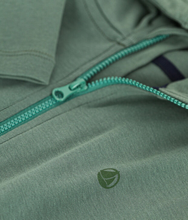 Felpa con zip e cappuccio a costina bambino verde