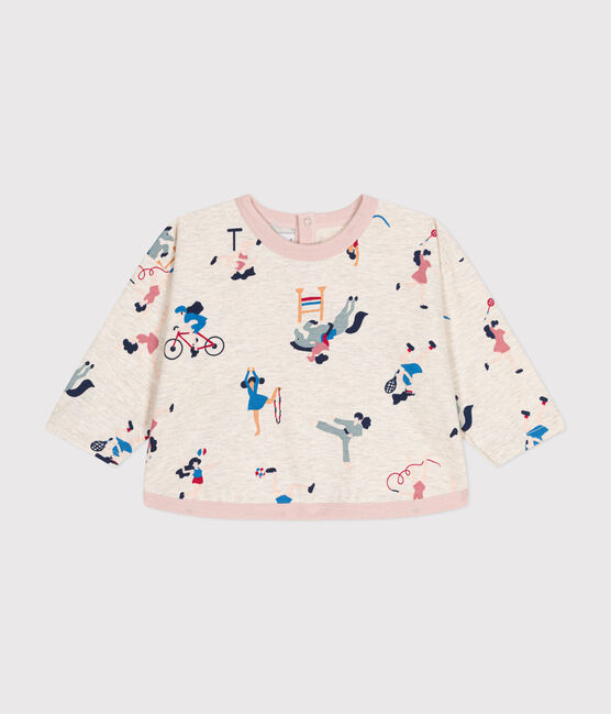 T-shirt a maniche lunghe in jersey sottile neonato beige MONTELIMAR/bianco MULTICO