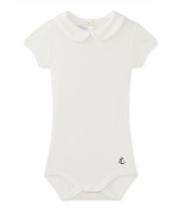 Body per beb&egrave; femmina con colletto bianco