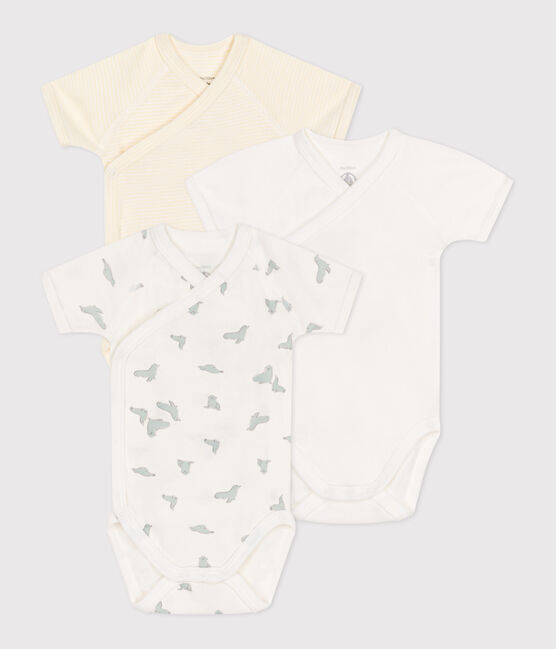Set da 3 body incrociati a maniche corte in cotone con stampa neonato variante 1
