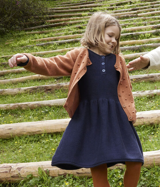 Abitoa maniche lunghe in maglia bambina blu SMOKING
