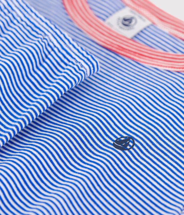Pigiama in cotone a righe bambino blu/bianco