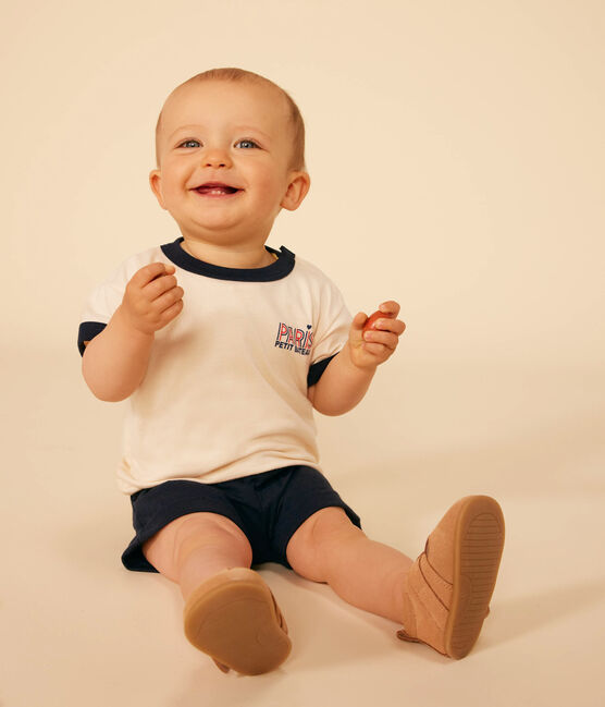 T-shirt bebè a maniche corte in jersey leggero bianco AVALANCHE/blu SMOKING