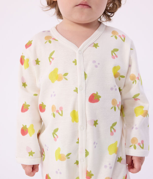 Pigiama in cotone con frutti stampati neonato bianco/multicolore