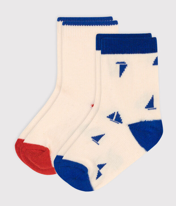 2 paia di calzini in cotone con barca stampata neonato multicolore