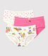 Confezione da 3 slip bambina a fiori in cotone