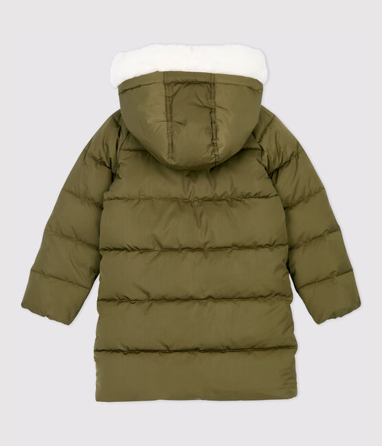 Piumino lungo bambina verde MILITARY