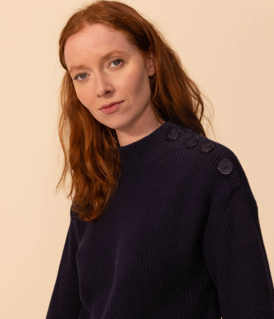 Maglione a costa inglese in cotone Donna blu SMOKING