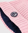 Cuffietta in maglia foderata in pile neonata rosa CHARME