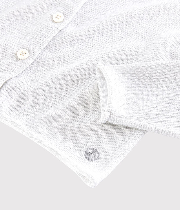 Cardigan in cotone bambina bianco/grigio