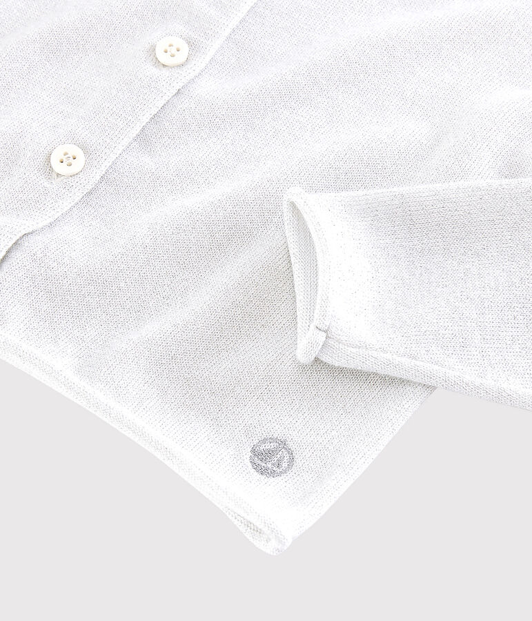 Cardigan in cotone bambina bianco/grigio