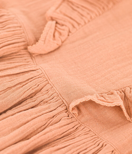 Abito a maniche corte in garza di cotone tinta unita bambina rosa SIENNA