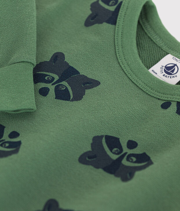 Maglia in tessuto felpato neonato verde/multicolore