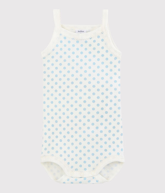 Body con spalline bebè femmina bianco MARSHMALLOW/blu JASMIN