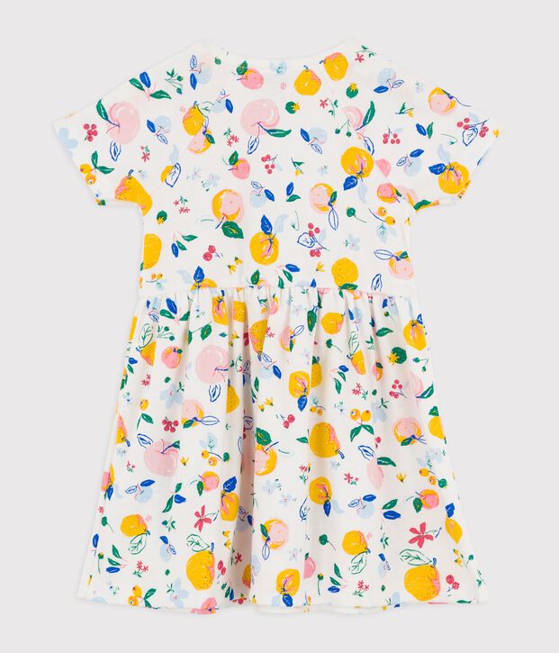 Abito in cotone beb&egrave; bianco/multicolore