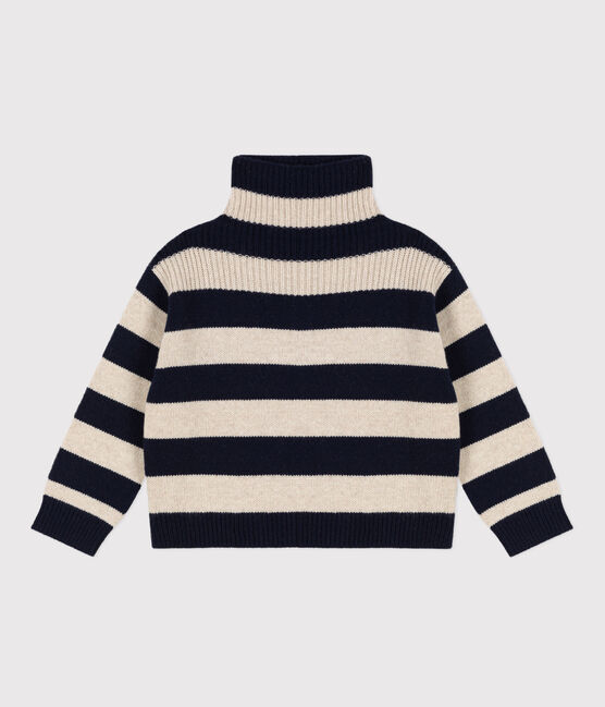 Pull in tricot di lana e cotone bambino blu SMOKING/ AVALANCHE