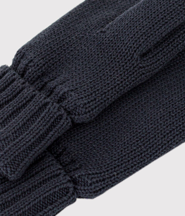 Muffole in maglia tinta unita foderata in pile bambino blu