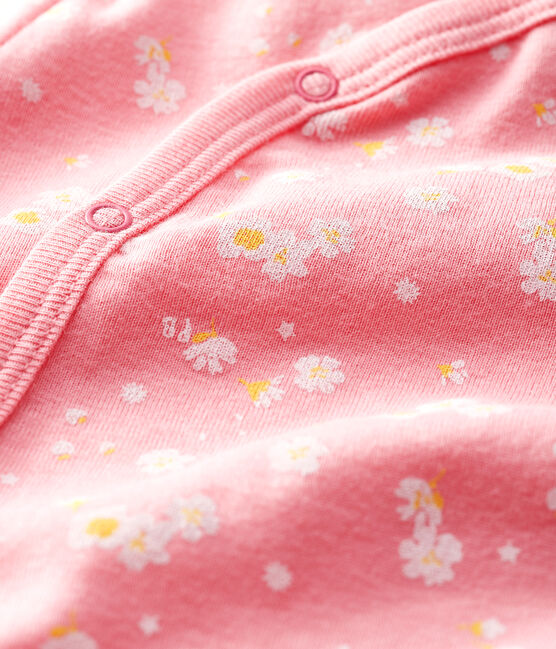 Tutina pigiama fiori di ciliegio bebè femmina in cotone rosa GRETEL/bianco MULTICO