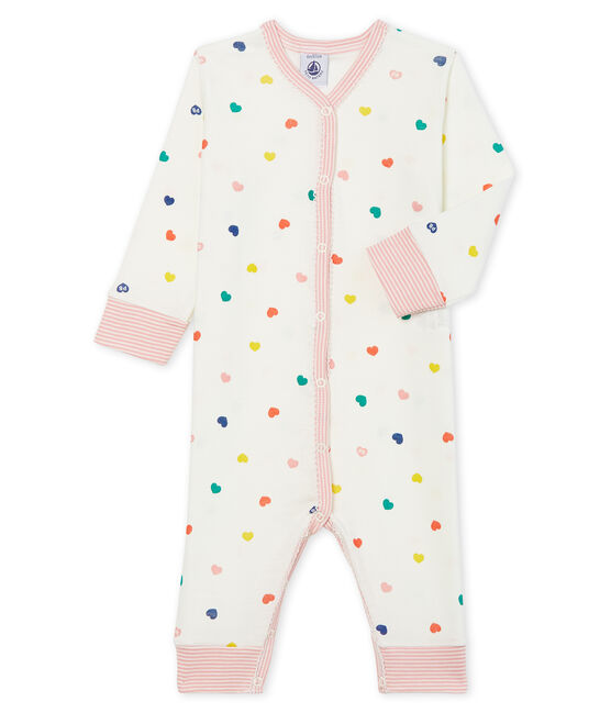 Tutina senza piedi a costine per bebé femmina bianco MARSHMALLOW/ MULTICO CN