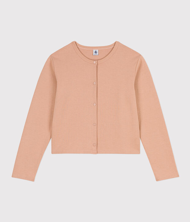 Cardigan donna in cotone spesso con automatici beige
