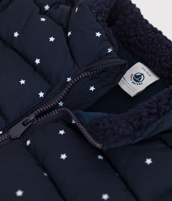 Piumino con stampa e cappuccio retraibile neonato blu SMOKING/bianco MARSHMALLOW