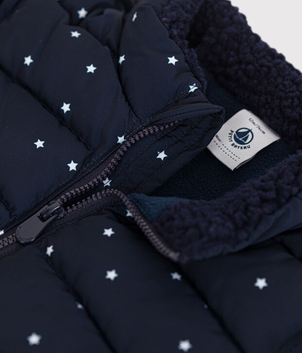 Piumino con stampa e cappuccio retraibile neonato blu/bianco