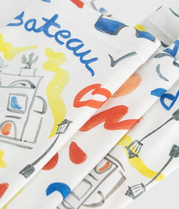 Leggings in cotone stampato bambina bianco/multicolore