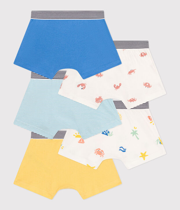 Set di 5 boxer in cotone con stampa bambino multicolore