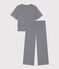 Pigiama donna in cotone millerighe blu SMOKING/bianco MARSHMALLOW