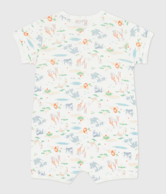 Tutina corta in cotone con animali stampati neonato bianco MARSHMALLOW/bianco MULTICO