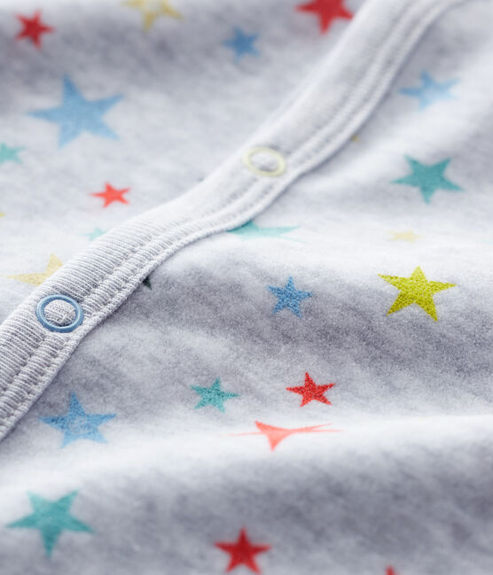 Tutina pigiama grigio screziato a stelle bebè in ciniglia grigio POUSSIERE/bianco MULTICO