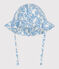 Cappellino in popeline con stampa neonata blu MARSHMALLOW/ PORCELANA