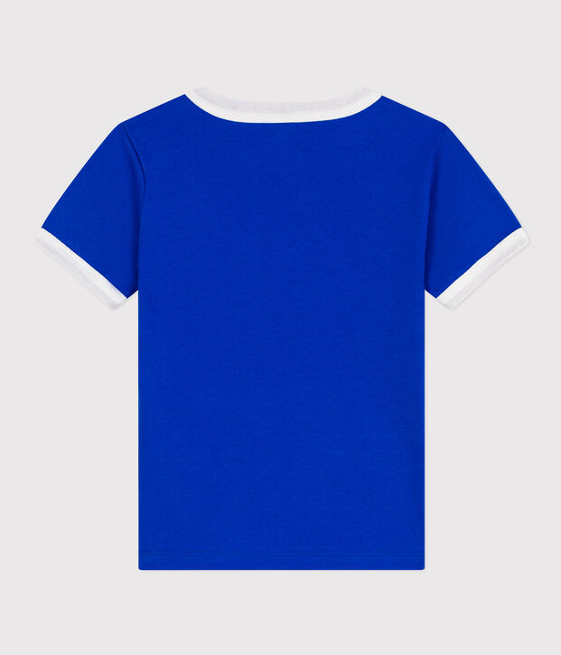 T-shirt bambino in cotone bambino stampato blu/bianco
