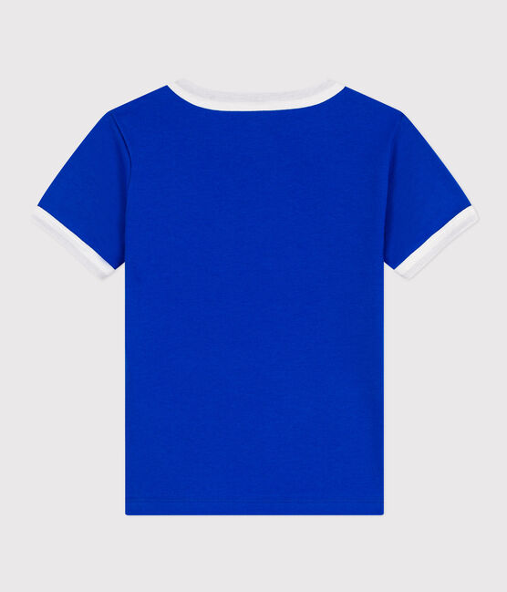 T-shirt bambino in cotone bambino stampato blu PERSE/bianco MARSHMALLOW