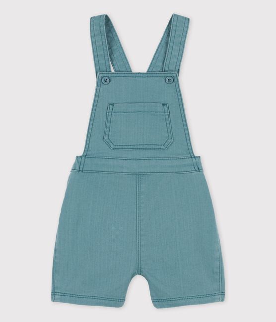 Salopette corta bebè in denim colorato verde BRUT