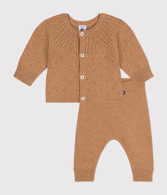Set 2 pezzi in maglia neonato marrone CUIVRE